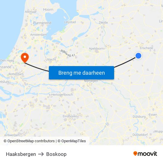 Haaksbergen to Boskoop map