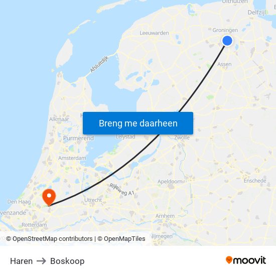 Haren to Boskoop map