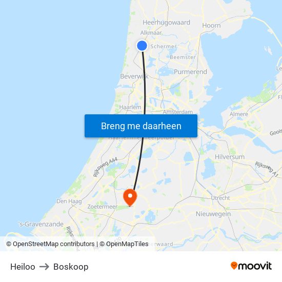 Heiloo to Boskoop map