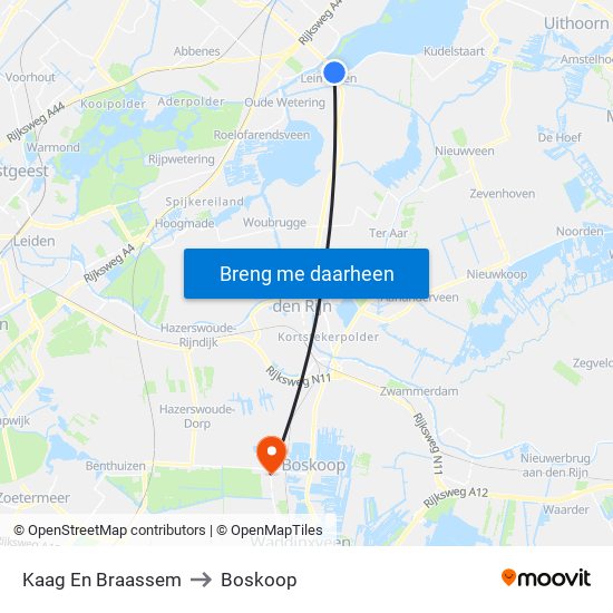 Kaag En Braassem to Boskoop map