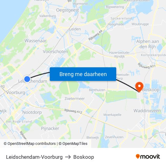 Leidschendam-Voorburg to Boskoop map