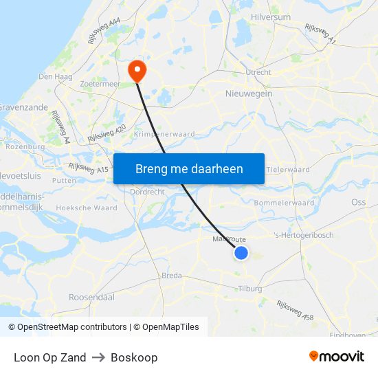 Loon Op Zand to Boskoop map