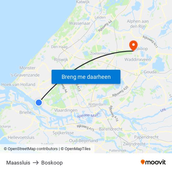 Maassluis to Boskoop map