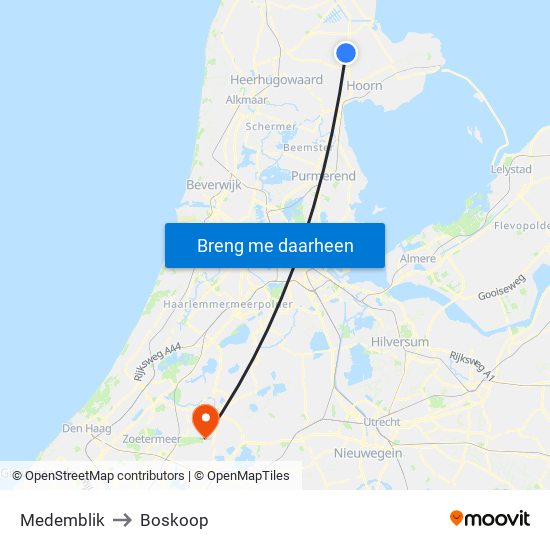 Medemblik to Boskoop map