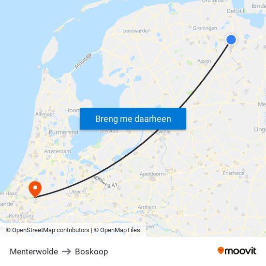 Menterwolde to Boskoop map