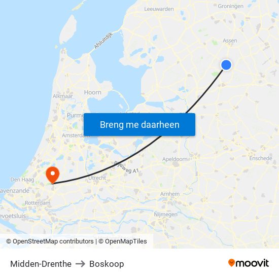 Midden-Drenthe to Boskoop map