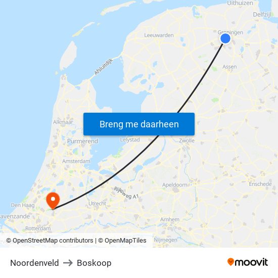 Noordenveld to Boskoop map
