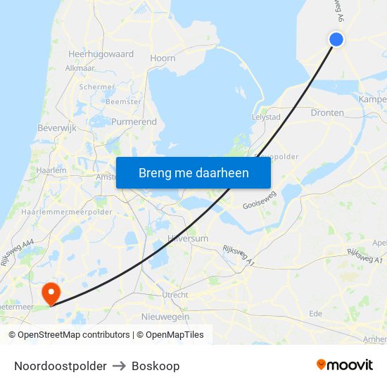 Noordoostpolder to Boskoop map