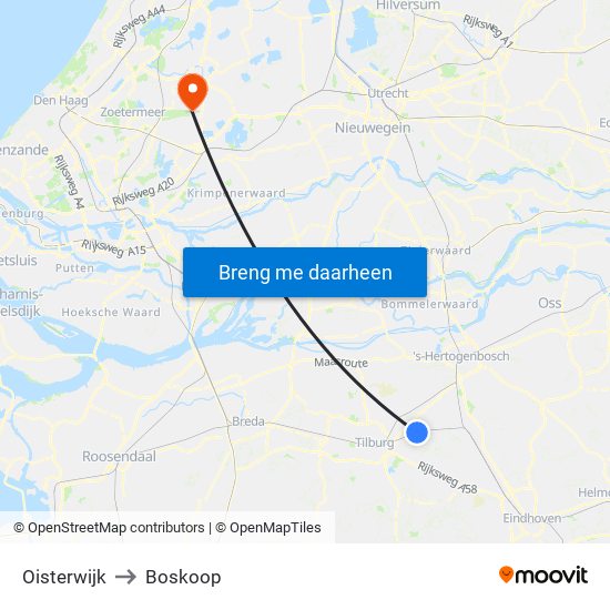 Oisterwijk to Boskoop map