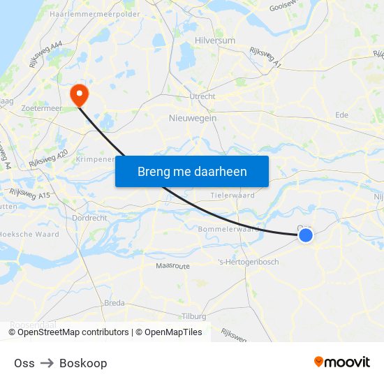 Oss to Boskoop map