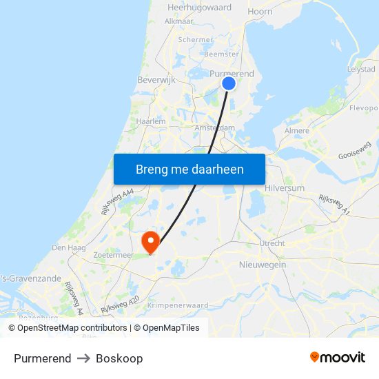 Purmerend to Boskoop map