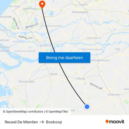 Reusel-De Mierden to Boskoop map