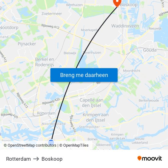 Rotterdam to Boskoop map