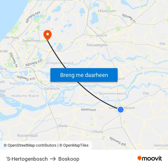 'S-Hertogenbosch to Boskoop map