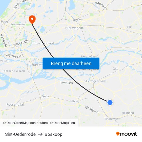 Sint-Oedenrode to Boskoop map