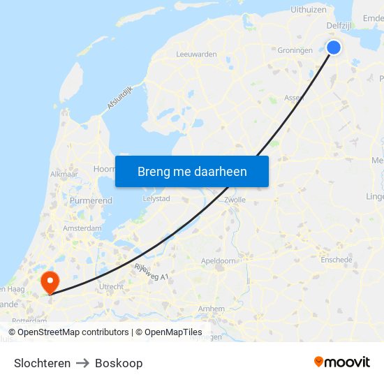 Slochteren to Boskoop map