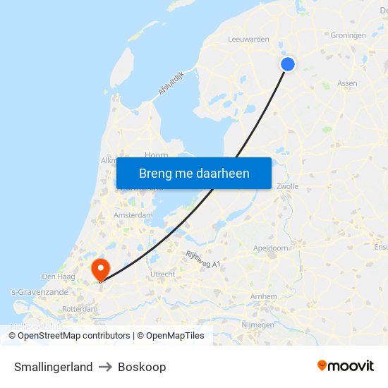 Smallingerland to Boskoop map