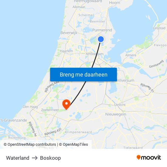 Waterland to Boskoop map