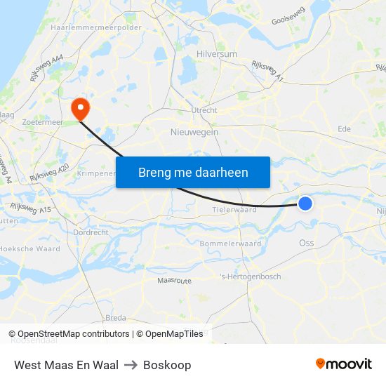 West Maas En Waal to Boskoop map