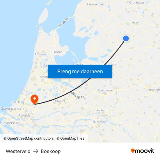 Westerveld to Boskoop map