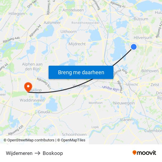 Wijdemeren to Boskoop map