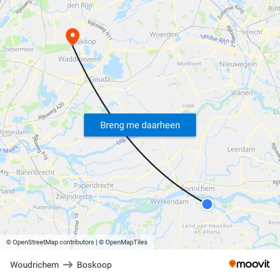 Woudrichem to Boskoop map