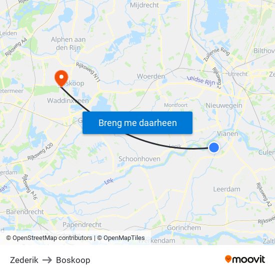 Zederik to Boskoop map