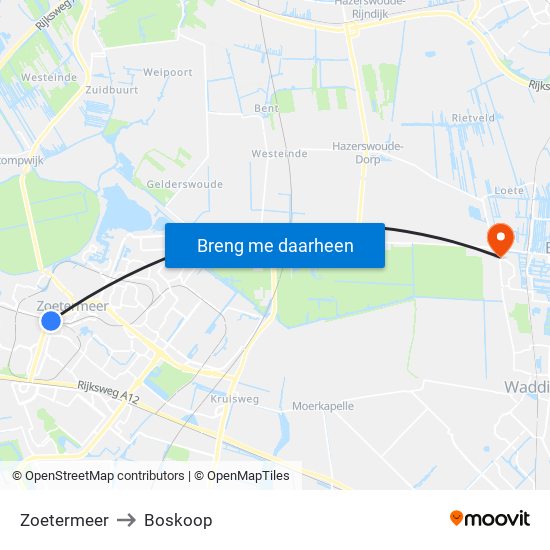 Zoetermeer to Boskoop map
