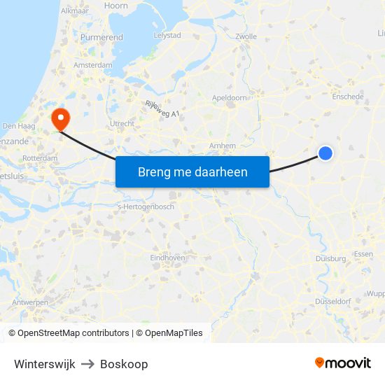 Winterswijk to Boskoop map