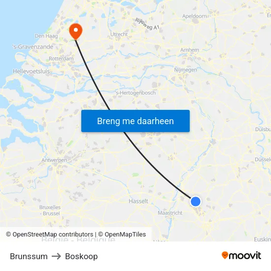Brunssum to Boskoop map