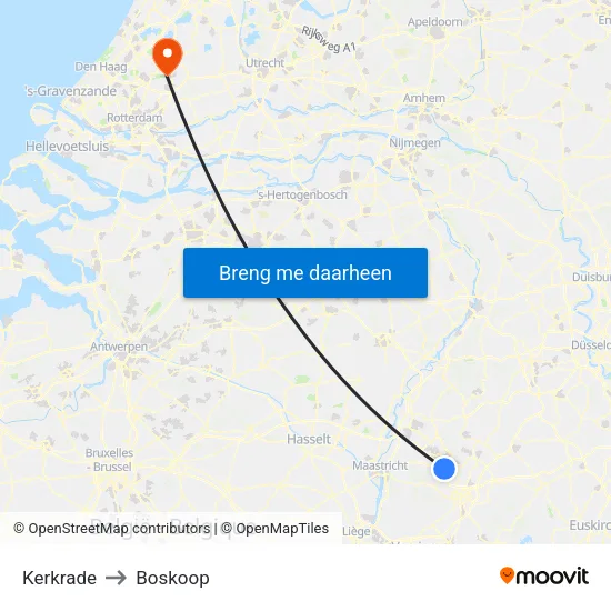 Kerkrade to Boskoop map