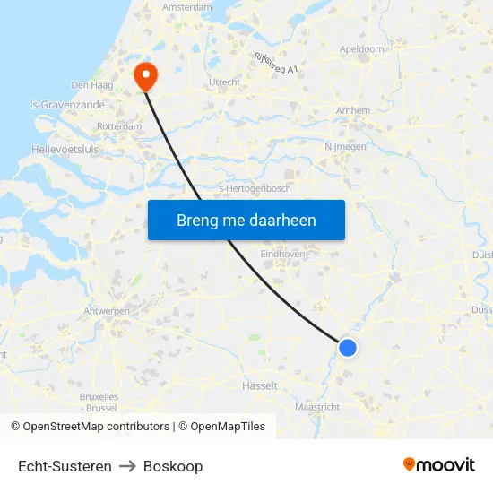 Echt-Susteren to Boskoop map