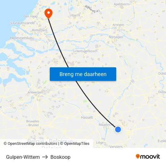 Gulpen-Wittem to Boskoop map