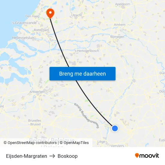Eijsden-Margraten to Boskoop map