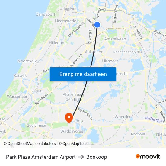 Park Plaza Amsterdam Airport to Boskoop map