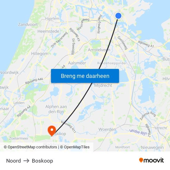 Noord to Boskoop map