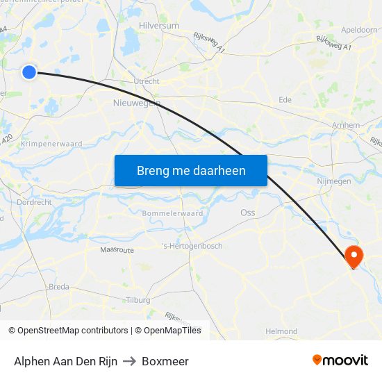 Alphen Aan Den Rijn to Boxmeer map