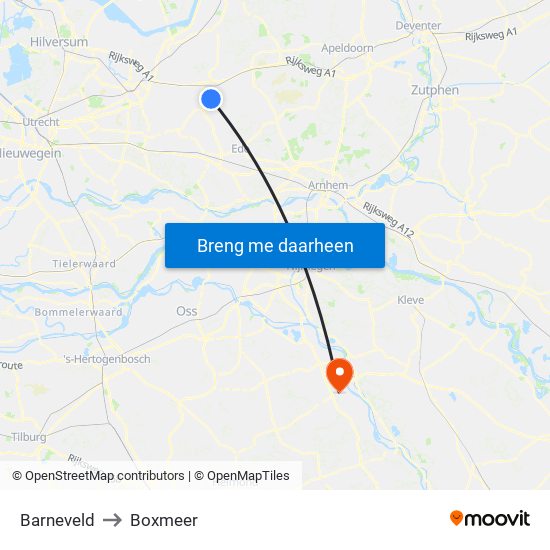 Barneveld to Boxmeer map
