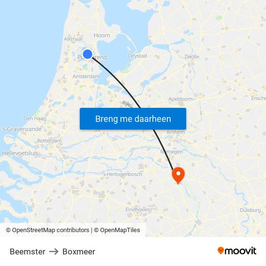 Beemster to Boxmeer map