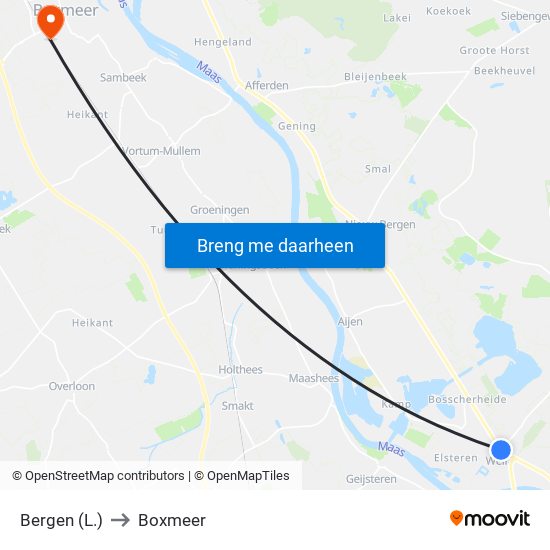 Bergen (L.) to Boxmeer map