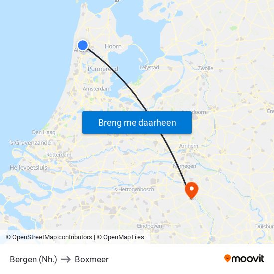 Bergen (Nh.) to Boxmeer map