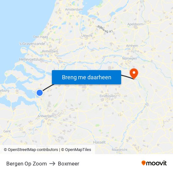Bergen Op Zoom to Boxmeer map
