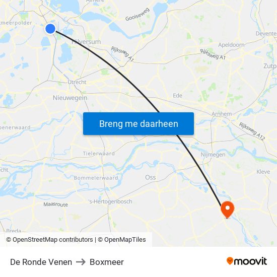 De Ronde Venen to Boxmeer map