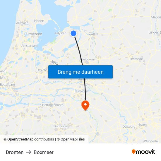 Dronten to Boxmeer map