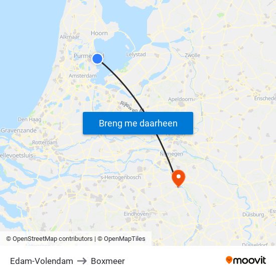 Edam-Volendam to Boxmeer map