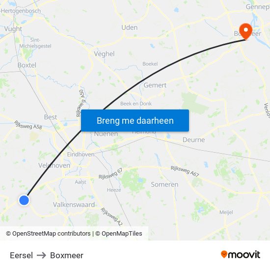Eersel to Boxmeer map