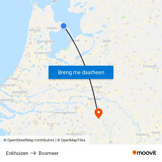 Enkhuizen to Boxmeer map