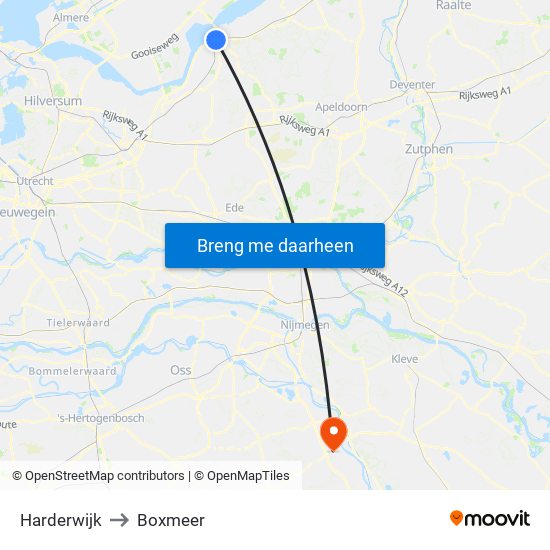 Harderwijk to Boxmeer map