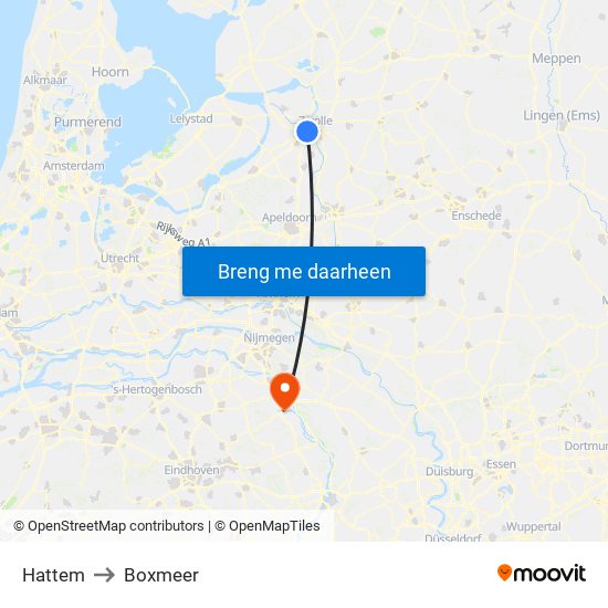 Hattem to Boxmeer map