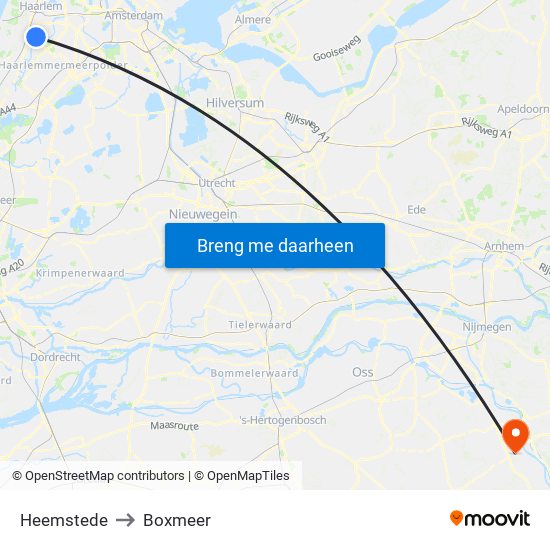 Heemstede to Boxmeer map